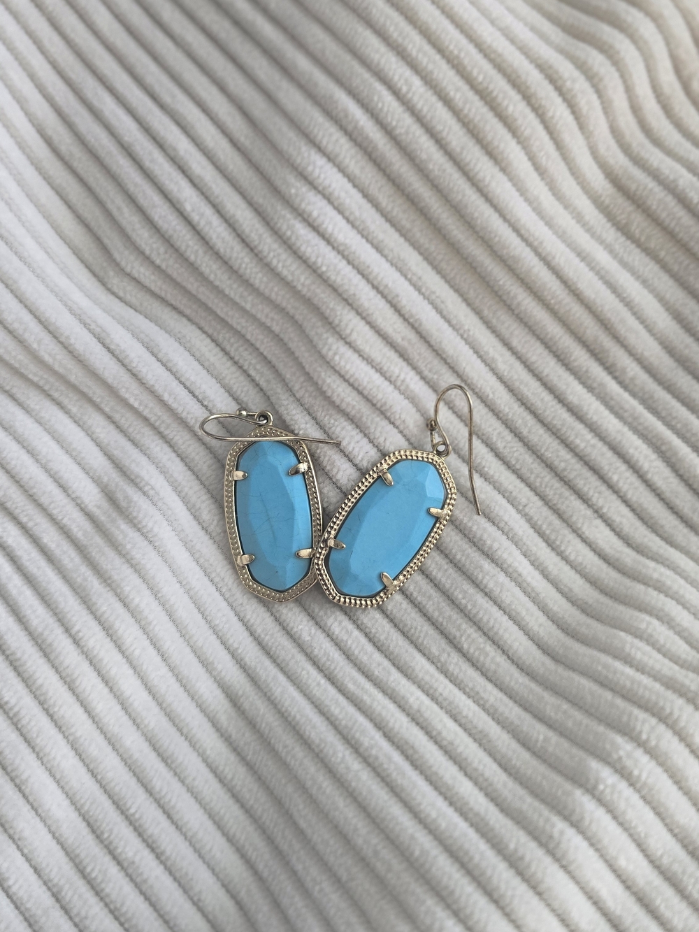 Gold-Trim Turquoise Drop Earrings - Women Jewelry